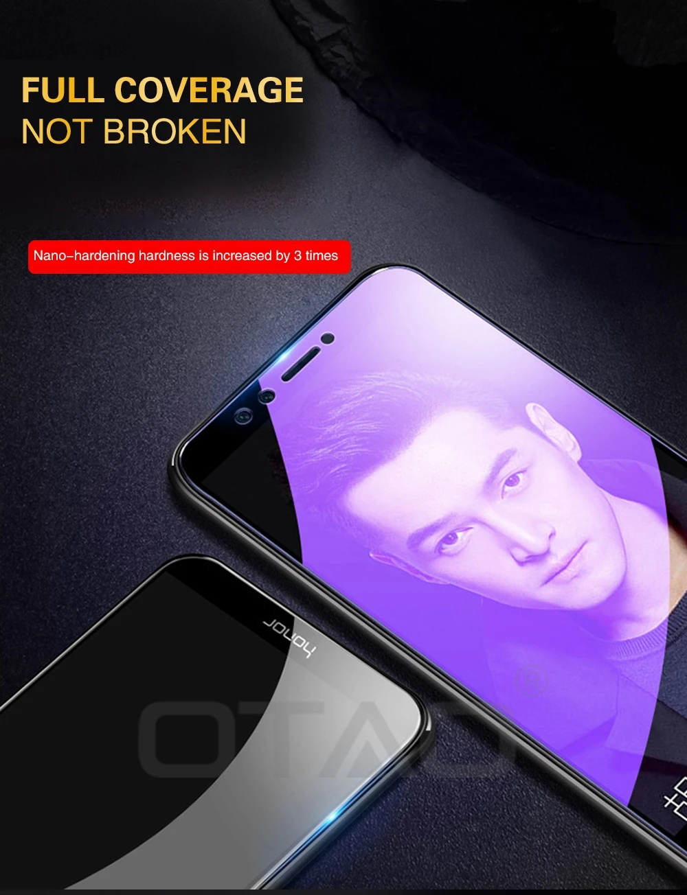 OTAO полное покрытие фиолетовый светильник закаленное стекло для huawei P20 Pro Защита экрана для Honor 10 9 8 8X MAX Play V10 Note 10 8 пленка