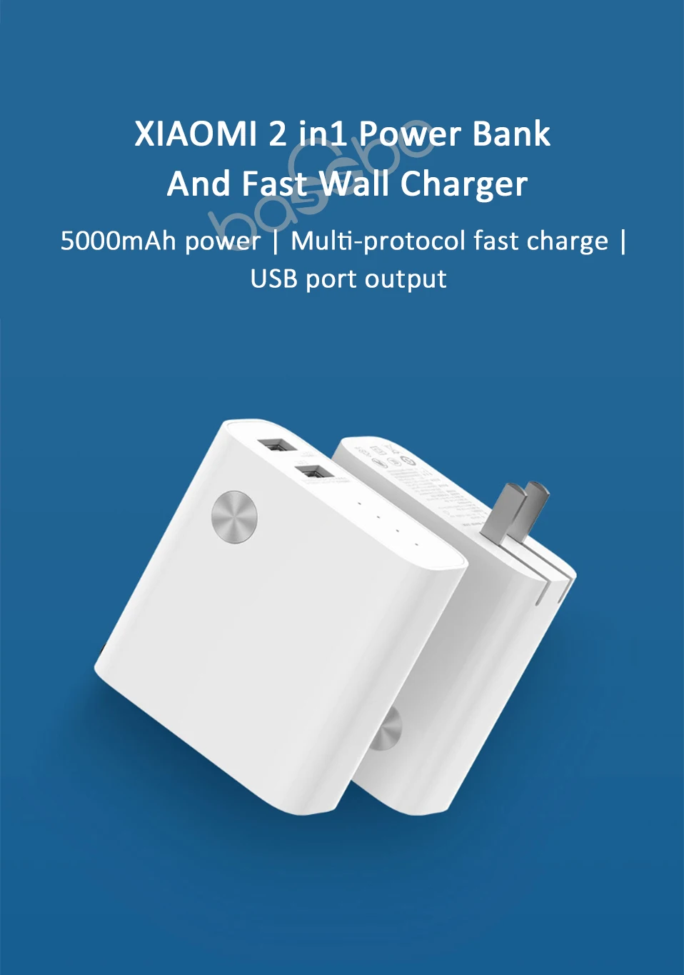 XIAOMI 2in1 Мощность банка и быстрого настенного Зарядное устройство с двумя разъемами USB, 5 В, 3A/5000 mAh 5V 2.4A Мощность Bank зарядное устройство для iPhone Xiaomi samsung чехол для телефона