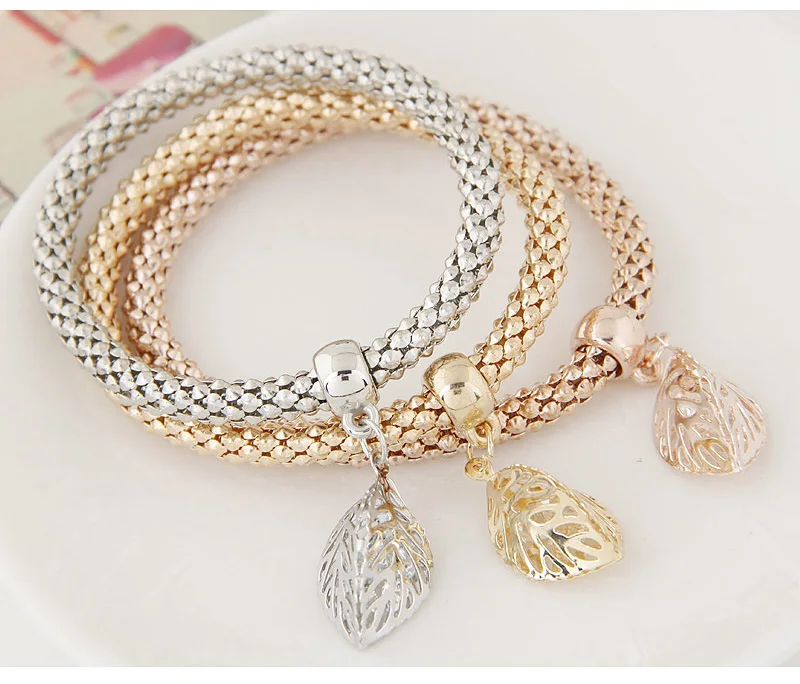 3 шт. цепочки-браслеты золотого цвета с кленовыми листьями | Украшения и
