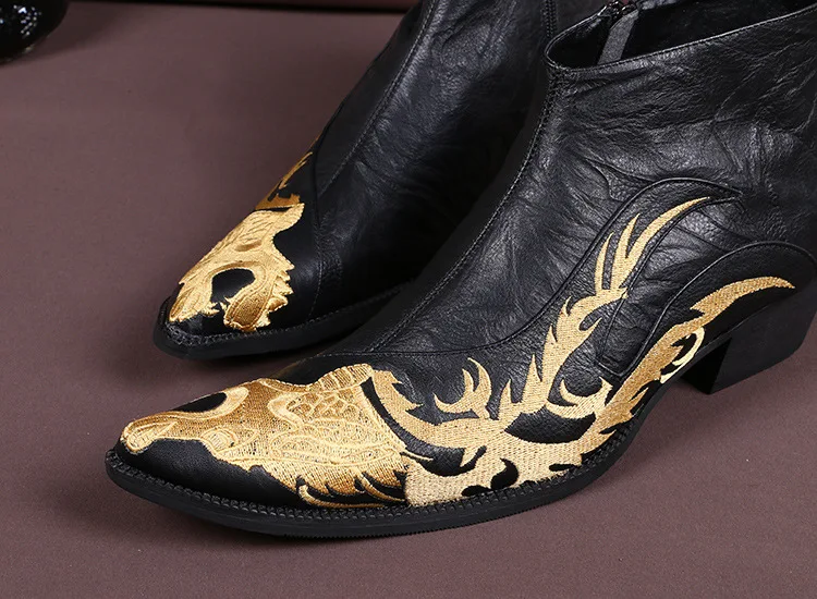 

Leather Boots Black Boots Men Europe and the United States Pointed Fashion Shoes, England Brand Men Boots Shoes