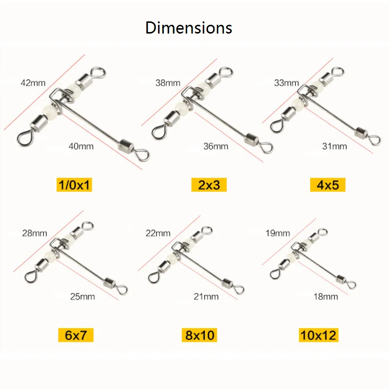 10 шт. 3 Way рыболовный Вертлюг разъемы t формы поперечные прокатки Три в одном