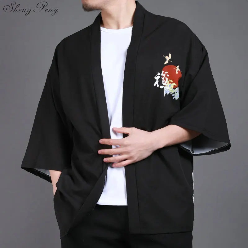 Yukata haori для мужчин японские кимоно кардиган мужской костюм самурая одежда куртка