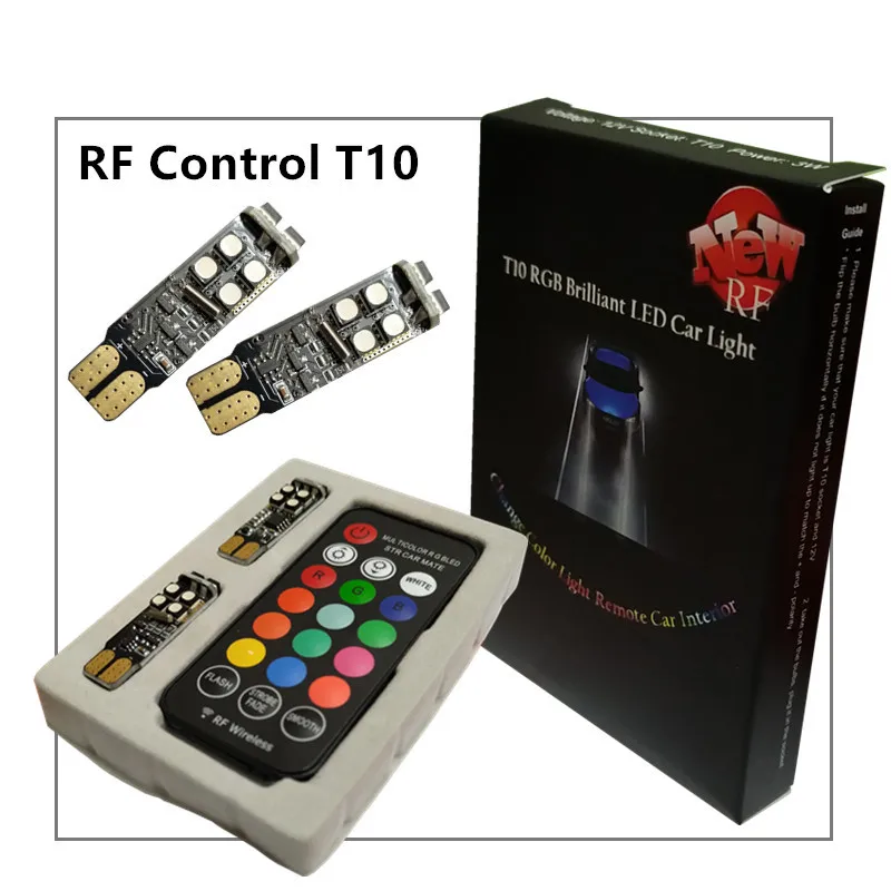 GOOGION RGB W5W T10 RF управляемые Светодиодные Габаритные фонари для автомобиля Led 194 168