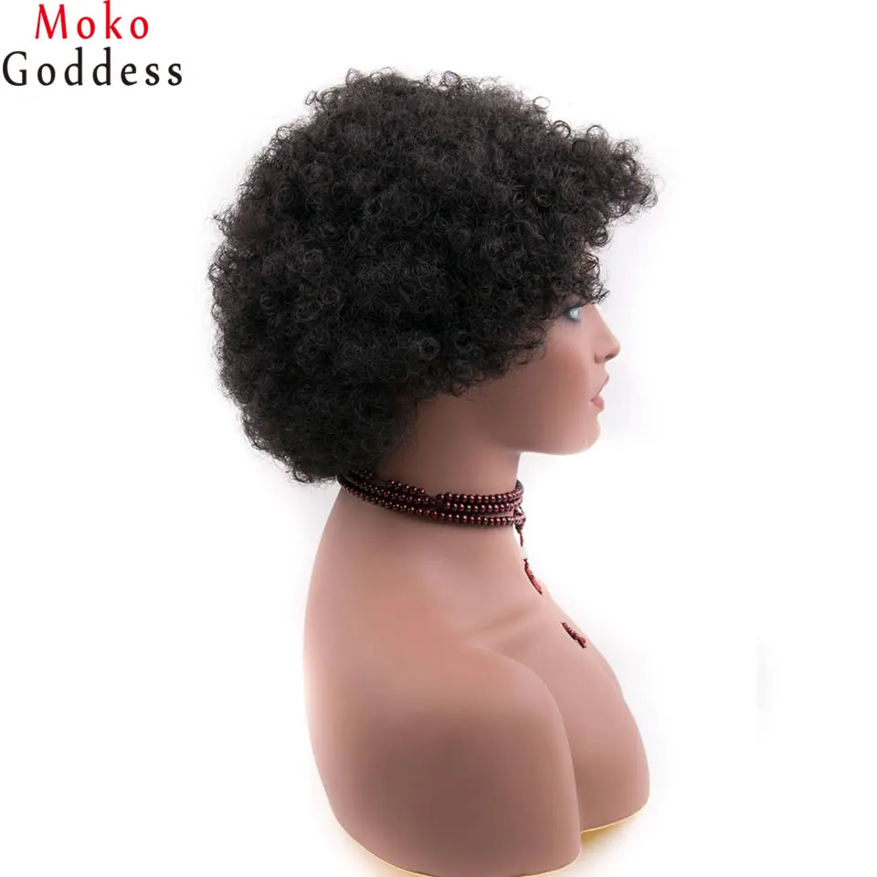 Mokogoddess короткие парики для женщин натуральный черный афро кудрявый парик