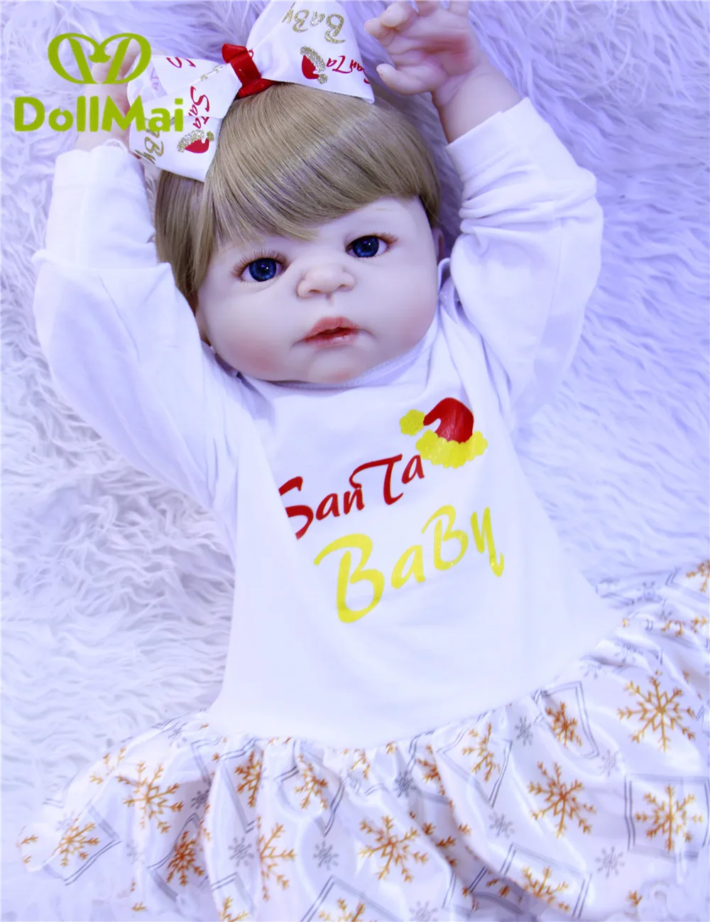 Кукла Reborn baby 57 см блонд волосы bebes reborn силиконовая для всего тела детей | Игрушки и