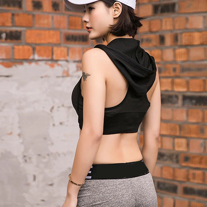 Женские спортивные фитнес бодибилдинг с капюшоном бюстгальтер горячей