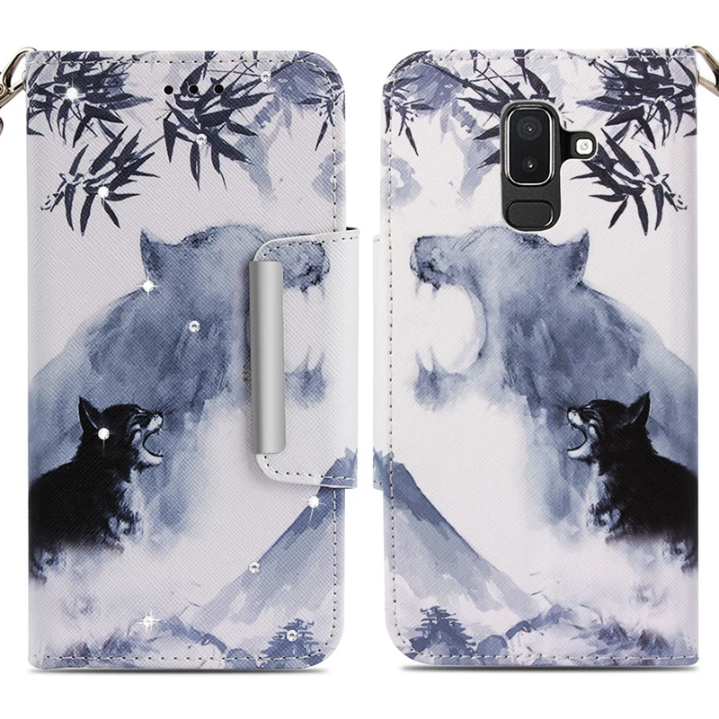 Для Galaxy (A7 J4 J6 Plus A8 J8 J7 J3 A6) 2018 блестящий кожаный чехол кошелек с бриллиантами