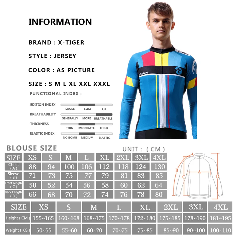 

X-Tiger 2020 100% Polyester Cycling Jersey Anti-UV MTB Bike Sportswear Long Sleeve Mountain Bicycle Cycling Clothing For Men