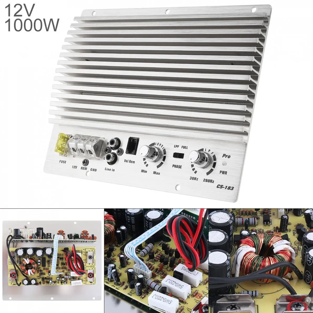 

1000W Class AB Digital 2 Channel Silver Aluminum Alloy Car Audio AMP Subwoofer Amplifier Universal Auto Audio Power Amplifier