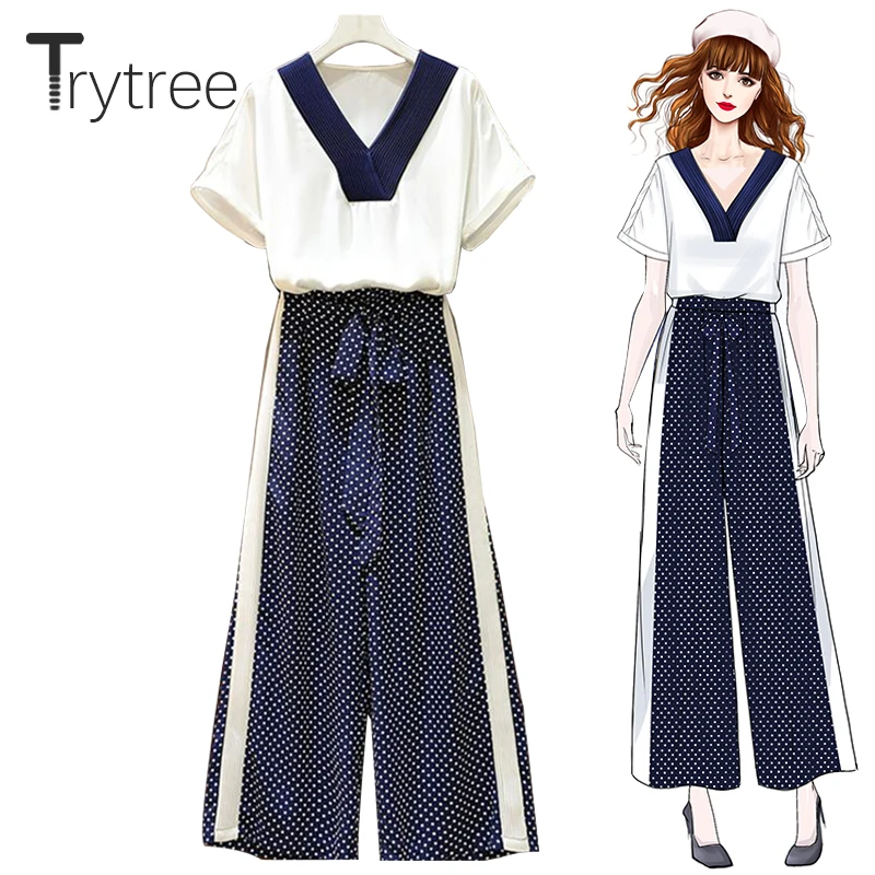 Летний женский комплект из двух предметов Trytree повседневный топ с v образным