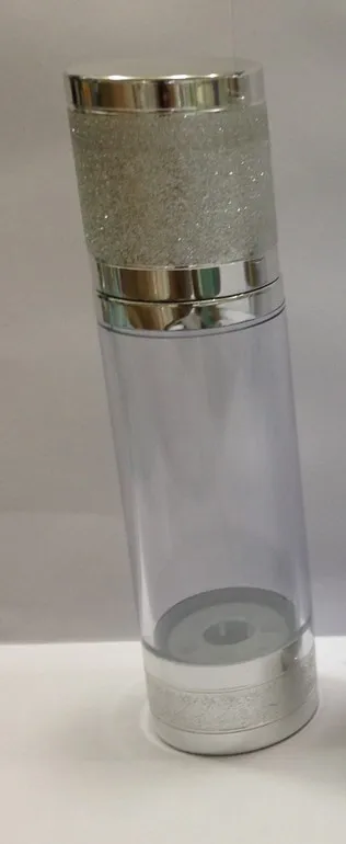 

100ML airless bottle or plastic lotion bottle with airless pump silver top & bottom,transparent body used for Cosmetic Packaging