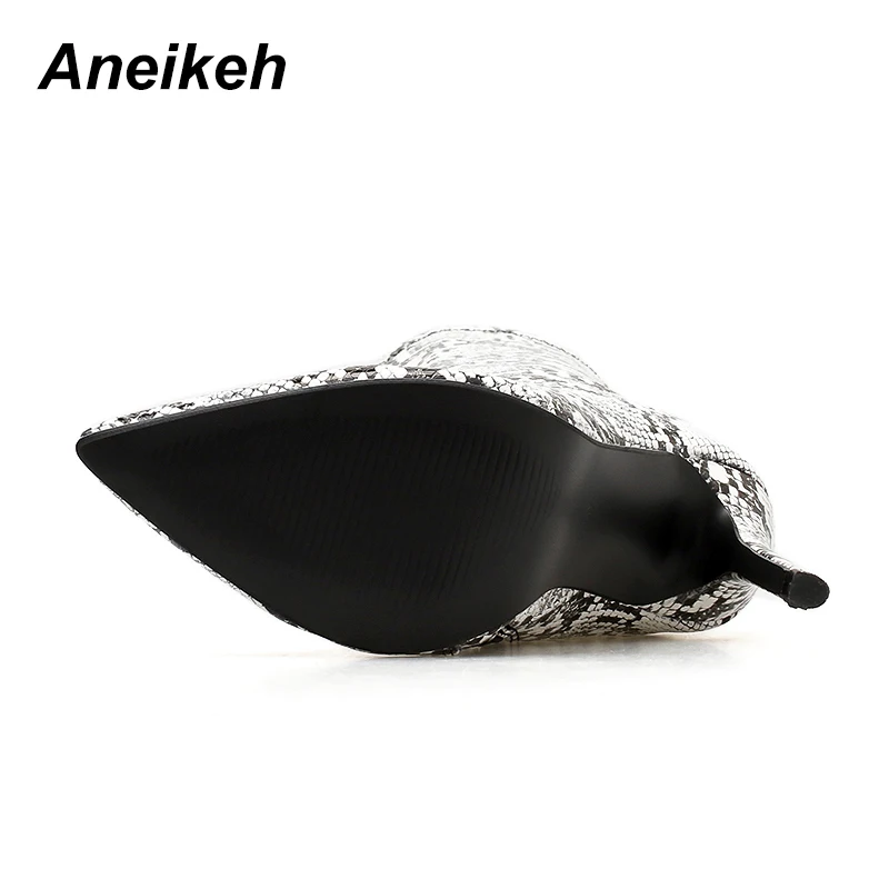 Женские ботинки челси Aneikeh весенние полусапожки из змеиной кожи с острым носком