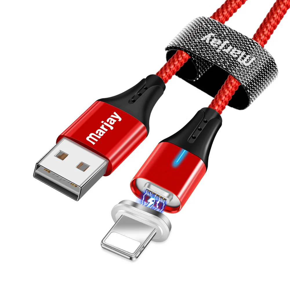 Red IOS Cable Магнитный зарядный Micro USB кабель Marjay для мобильного телефона iPhone samsung Xiaomi QC3.0, быстрое магнитное зарядное устройство, кабель usb type-C - Цвет: Red IOS Cable