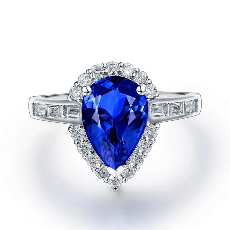 Кольцо из настоящего белого золота 14 к с бриллиантами|ring ring|tanzanite diamond ringdiamond tanzanite
