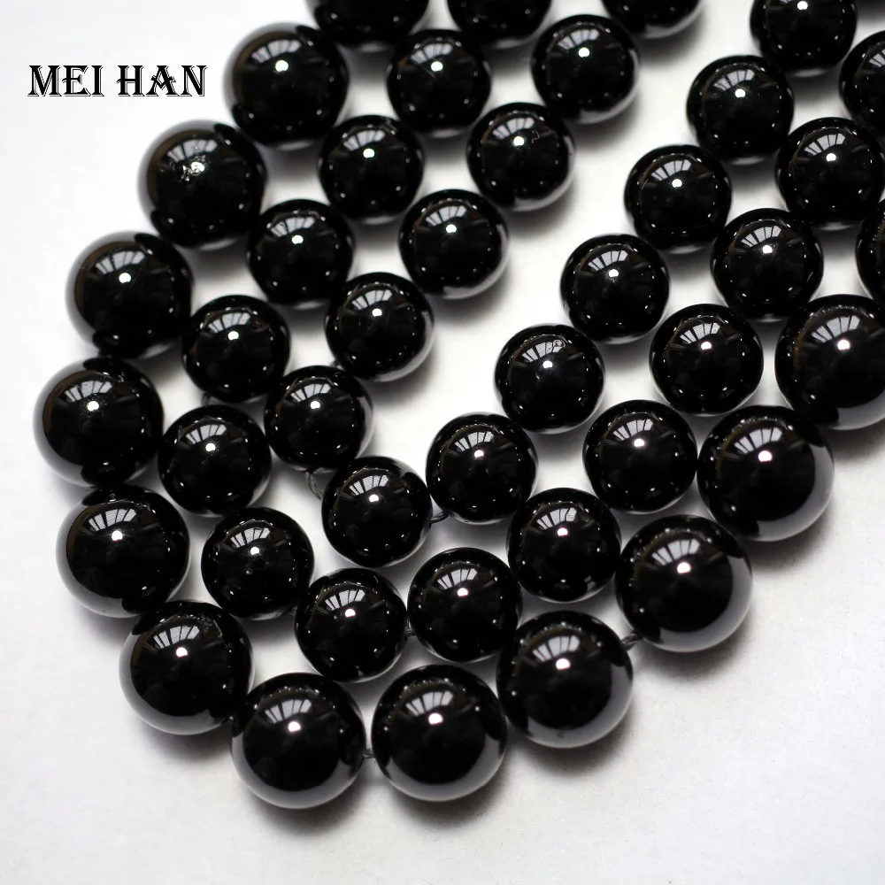 Оптовая продажа Meihan (2 нити/набор) натуральные 6 мм и 8 черные турмалиновые круглые
