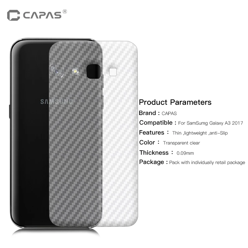5 шт Для Samsung Galaxy A3/A5/A7 2017 задняя защитная пленка для батареи CAPAS 3D защита из