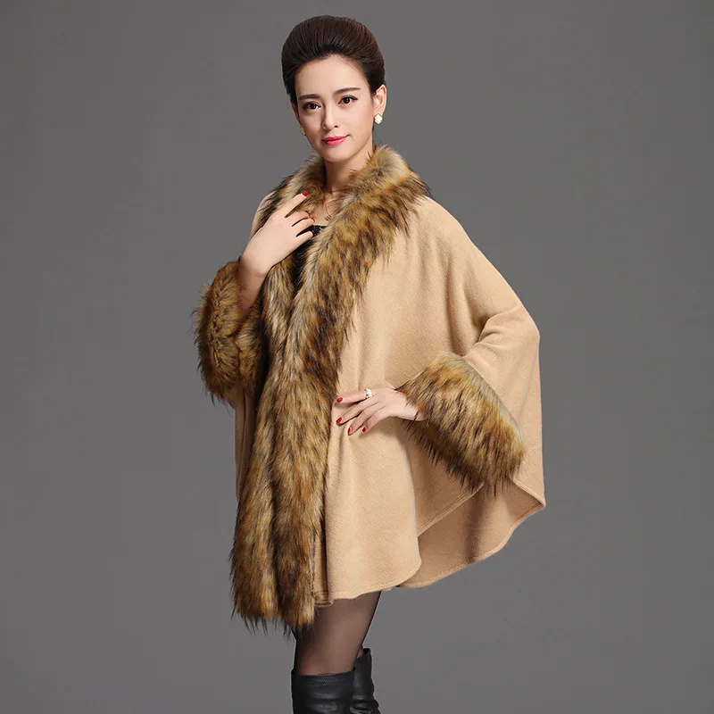 Осень-зима 2017 искусственный мех женские накидки и пончо длинное меховое пальто