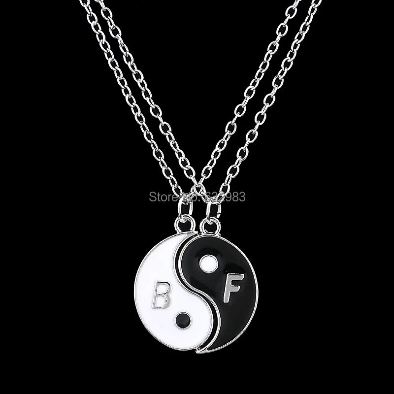 Новая мода тибетское серебряное ожерелье лучшие друзья 2 части Инь Ян s & Кулоны