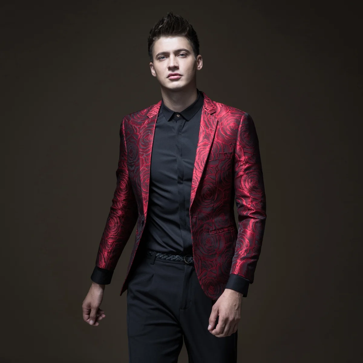 

2019 Blazer Hombre Li New Autumn Men's Wine A Gentleman Fashion Jacquard Cultivate One's Morality Leisure Suit Coat B183106609