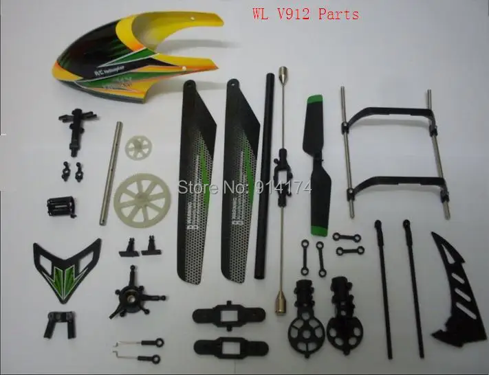 

wl toys v912 2.4g rc helicopter spare parts kit set main blade+canopy+landing gear+flybar+tail rotor