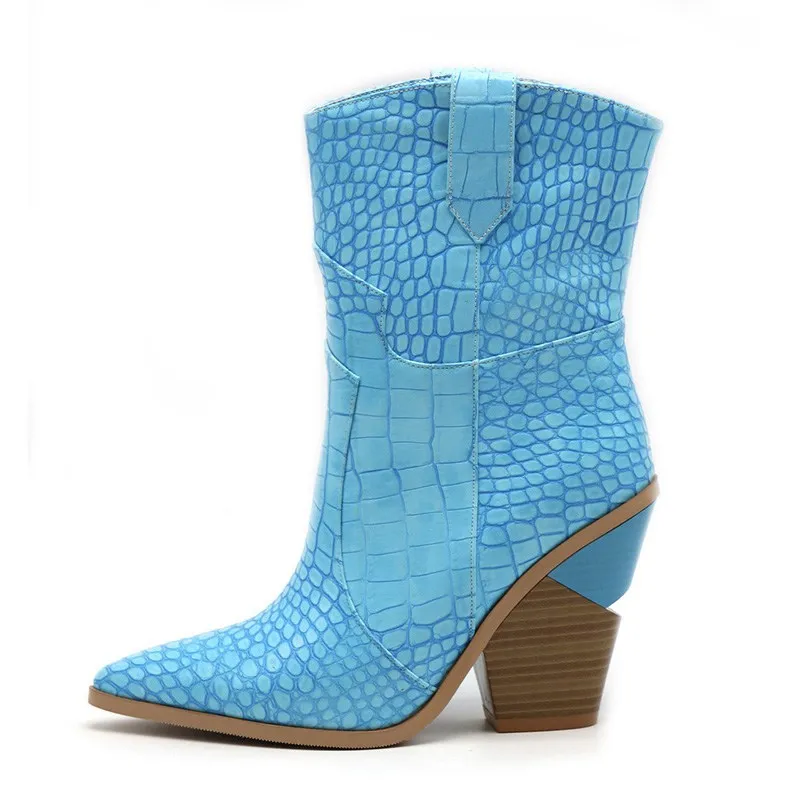 light blue no fur KemeKiss/размер 33-46, новые женские ботильоны, брендовая осенне-зимняя обувь на высоком каблуке, женские полусапожки в стиле ретро, теплая женская обувь - Цвет: light blue no fur