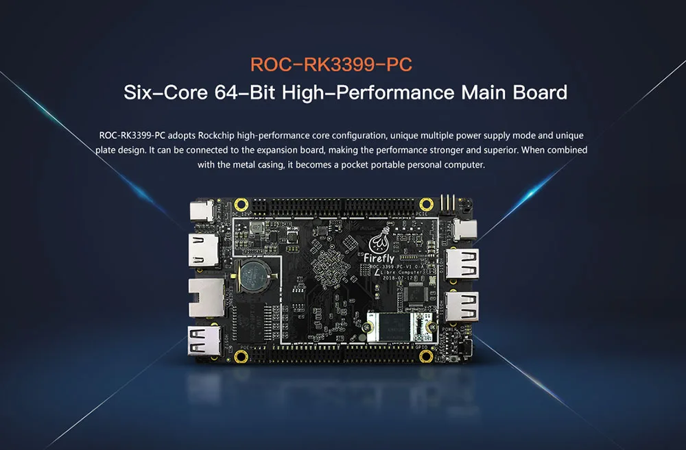 ROC RK3399 ПК на базе серверного уровня ARM Cortex A72, работает с Android 8,1 и Ubuntu 18,04, поддержка PD 2,0 и PO