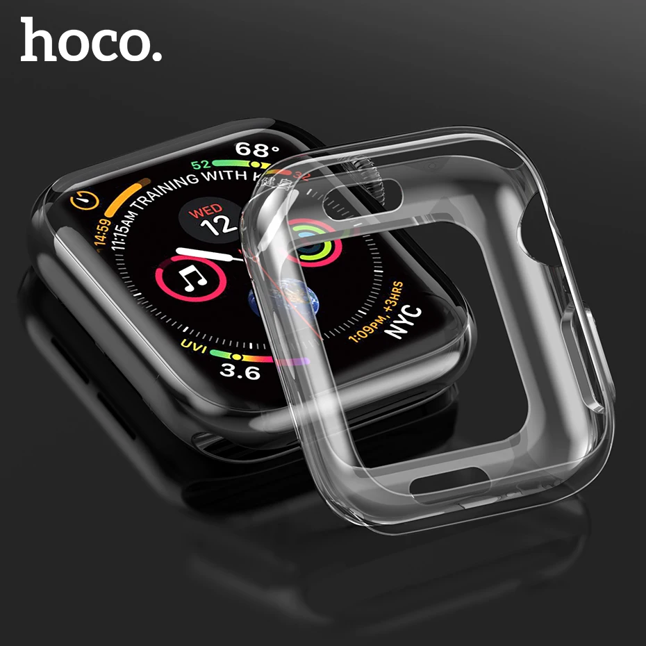 HOCO защитная рамка чехол мм для Apple Watch 40 44 прозрачный Iwatch TPU Мягкий Универсальный