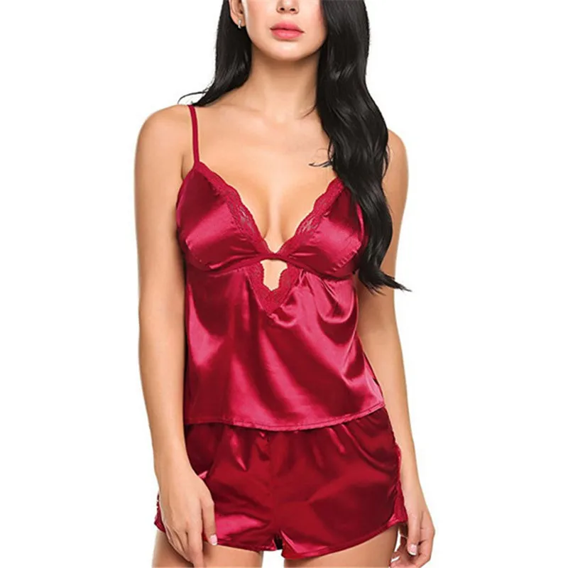 2 шт женские Эротические комплекты атласное нижнее белье боди ночная рубашка