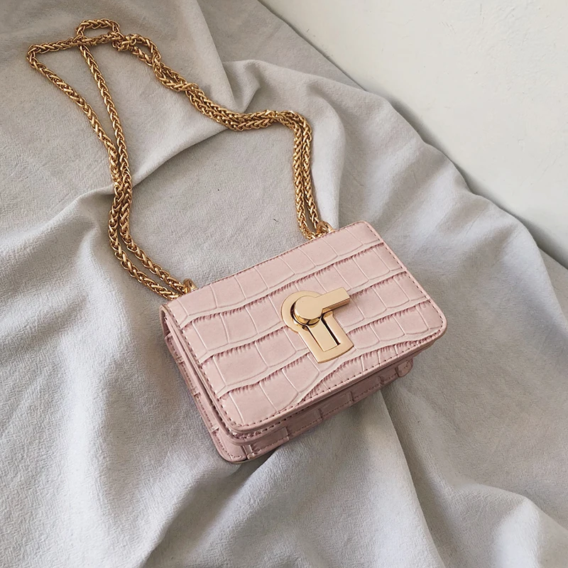 Pink trumpet Мини площади флип сумка новые летние из высококачественной искусственной кожи Для женщин дизайнерские сумки камень узор цепочка Сумка - Цвет: Pink trumpet