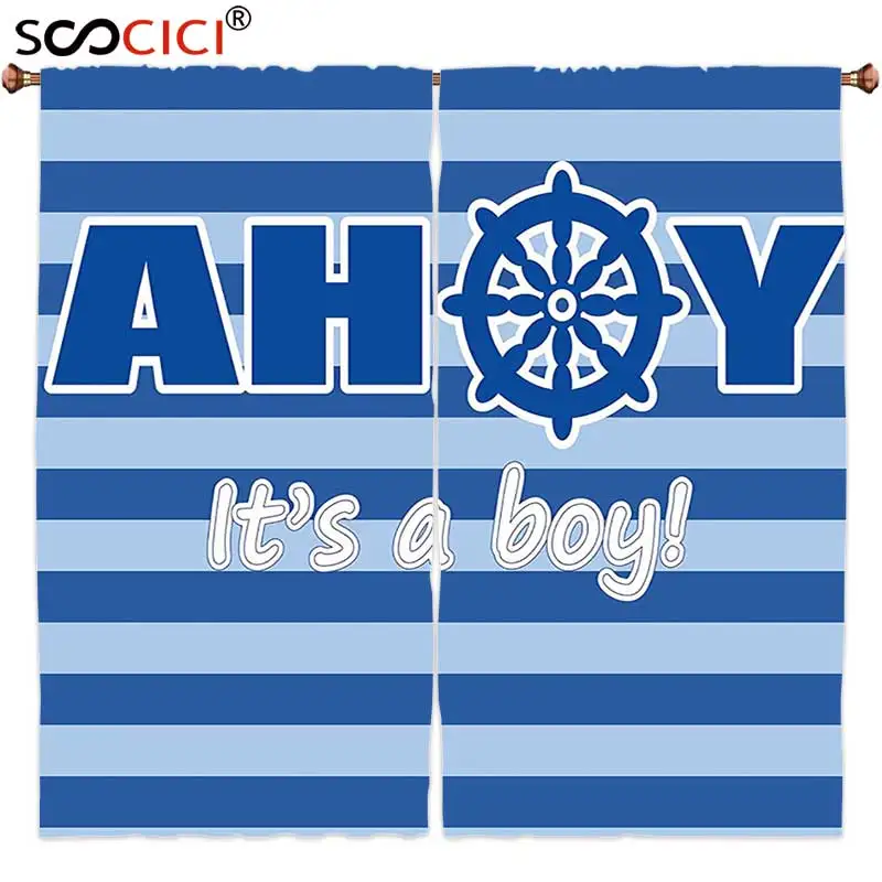 Оконные шторы с 2 панелями Ahoy it a Boy Baby Shower новинка анодирование рождения фон в
