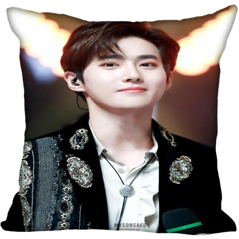 Наволочки New Custom Kpop EXO SUHO с печатью на квадратной наволочке для домашнего декора с застежкой-молнией из атласа (одна сторона).