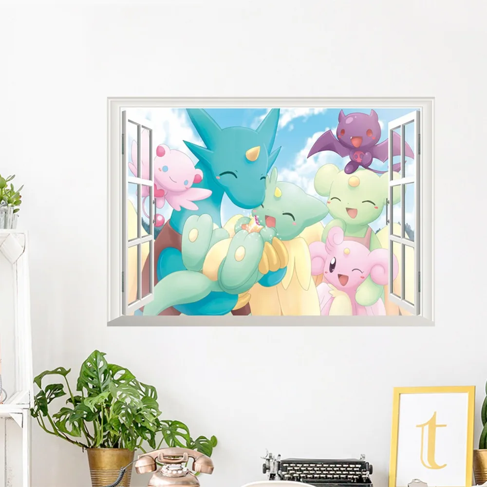 3D эффект мультфильм Pokemo наклейки на стену для детей комнаты домашний Декор