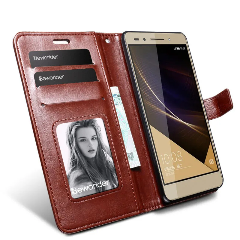 Для Huawei Honor 7 Чехол Бизнес искусственная кожа Crazy Horse чехол откидная подставка