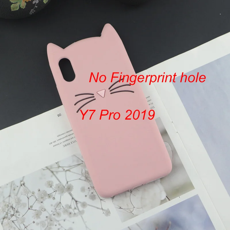 Милый 3D задняя панель из силикона чехол для huawei Y7 Y7Pro Y7Prime чехол Япония блеск с котом черной бородой крышка в виде кошечки с милыми ушками