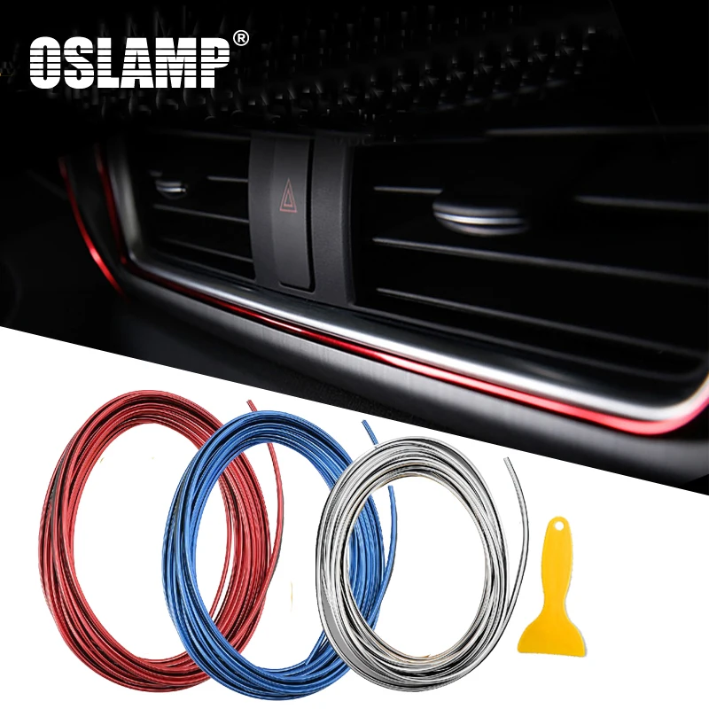 Oslamp 5 м стайлинга автомобилей полоса для отделки интерьера хром