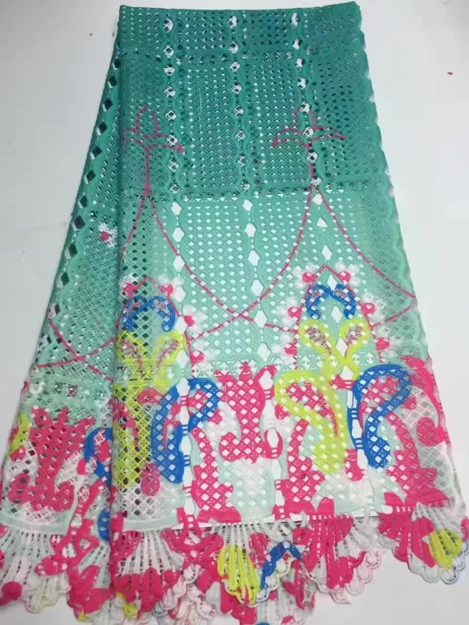 2016 Последнее Африканский Гипюр Кружева Ткани Высокого Качества Многоцветный 5