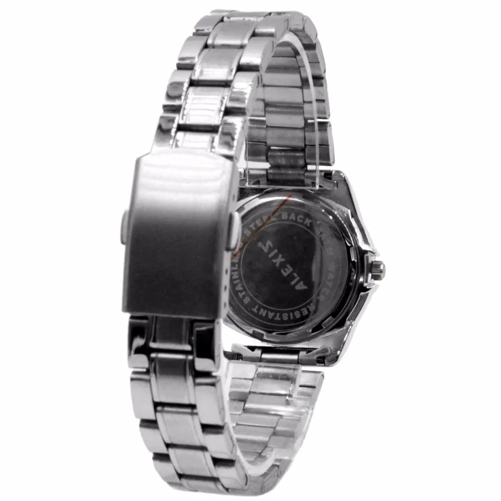 

Alexis Female Analog Quartz Round Watch Japan Miyota Movement Matt Silver Stainless Steel Band Black Dial Water Resistant