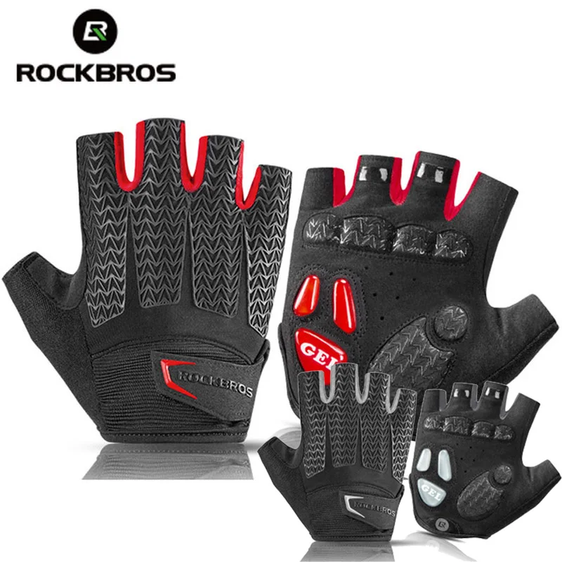 Велосипедные перчатки ROCKBROS с открытыми пальцами для сенсорных экранов езды на