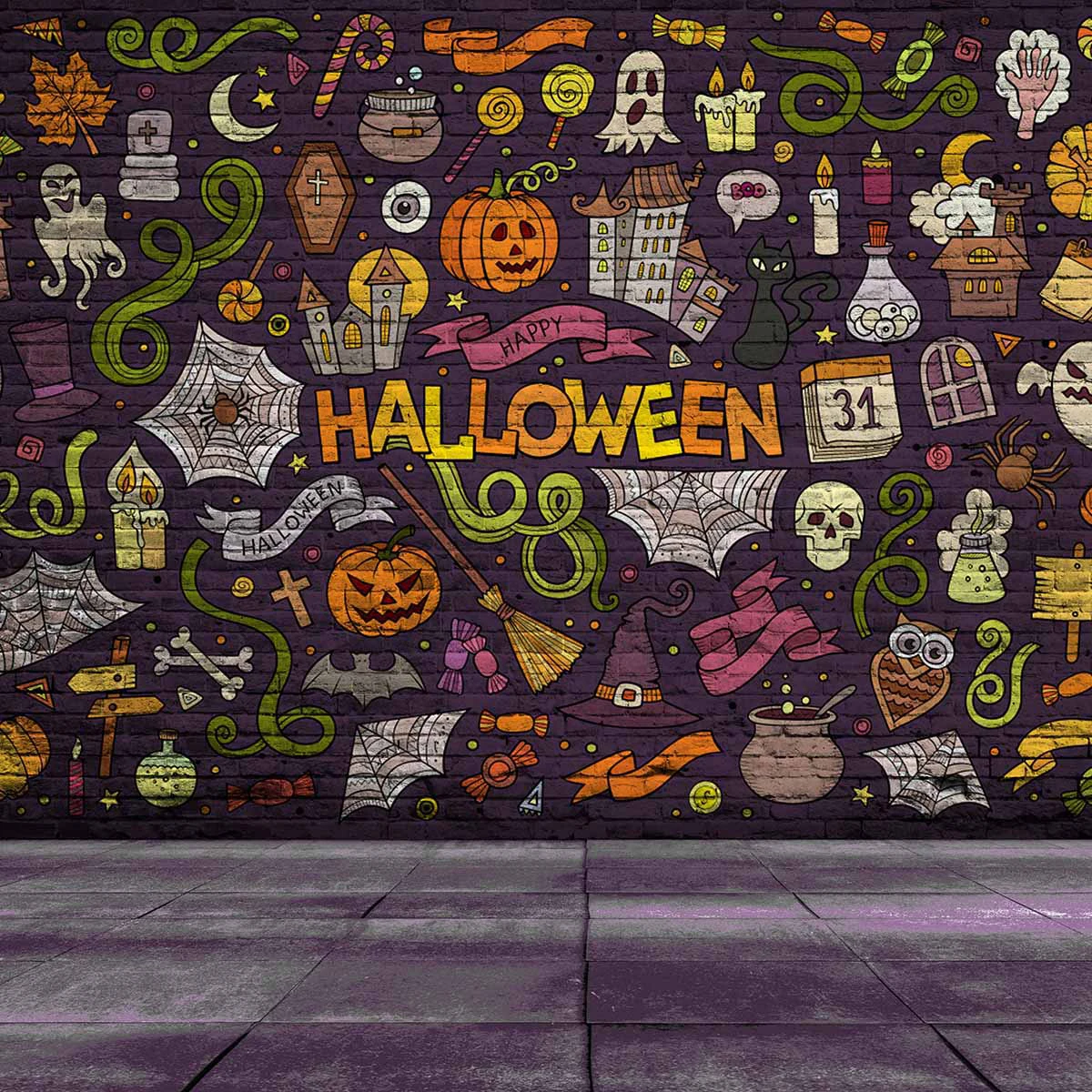 Allenjoy фоны для фотостудии кирпичная стена Тыква Волшебники граффити Хэллоуин фон