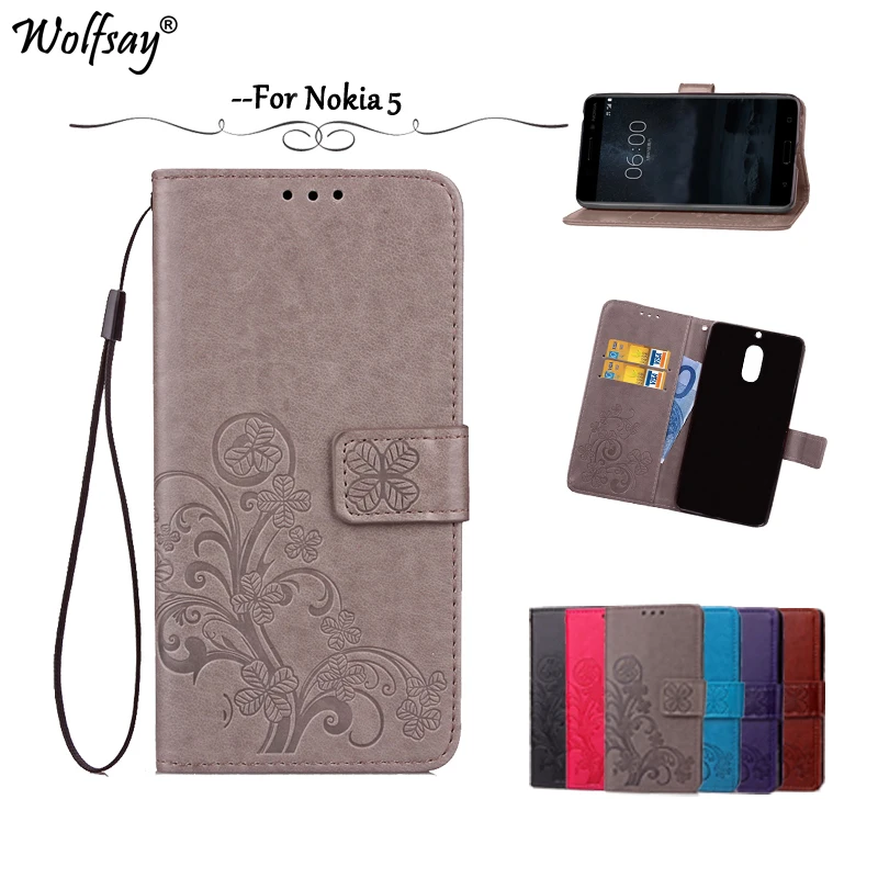 Чехол-книжка Wolfsay для Nokia 5 кожаный чехол-бумажник TA-1005 TA-1030 мягкий силиконовый