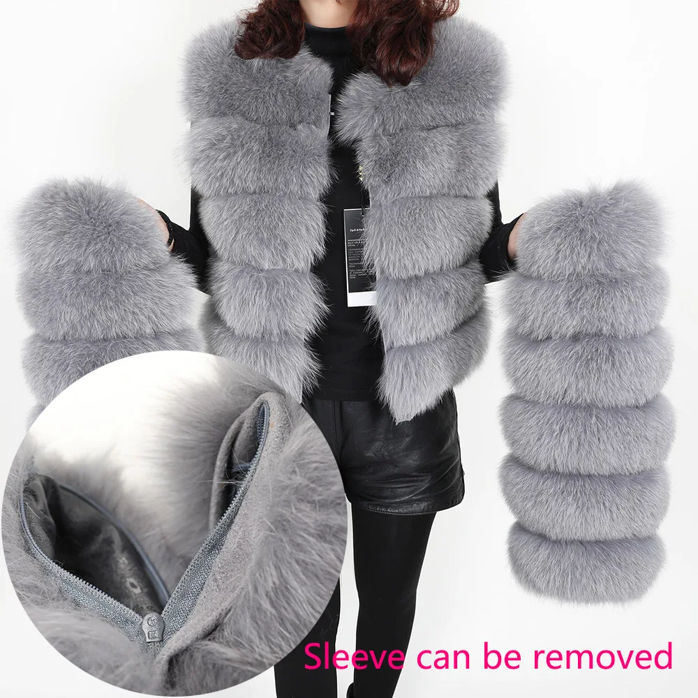 MAOMAOKONG 2022 Natural Real Fox Fur Coat Women's Jackets Winter Vest Fashion Luxury Beige Khaki Short Leather Female Clothing enlarge