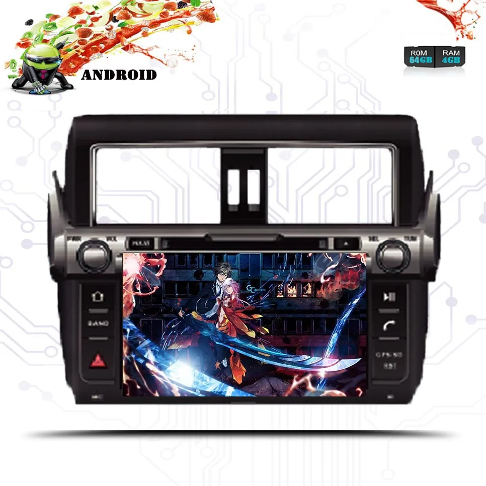 Магнитола для Toyota PRADO 150 4 ГБ 64 Android 10 0 Восьмиядерный процессор 9 дюймов 1024*600 DVD