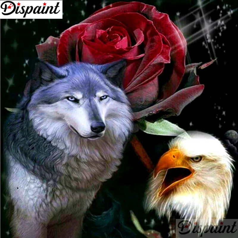 

Dispaint Full Square/Round Drill 5D DIY Diamond Painting "Wolf eagle scenery" 3D Embroidery Cross Stitch 5D Home Decor A12147