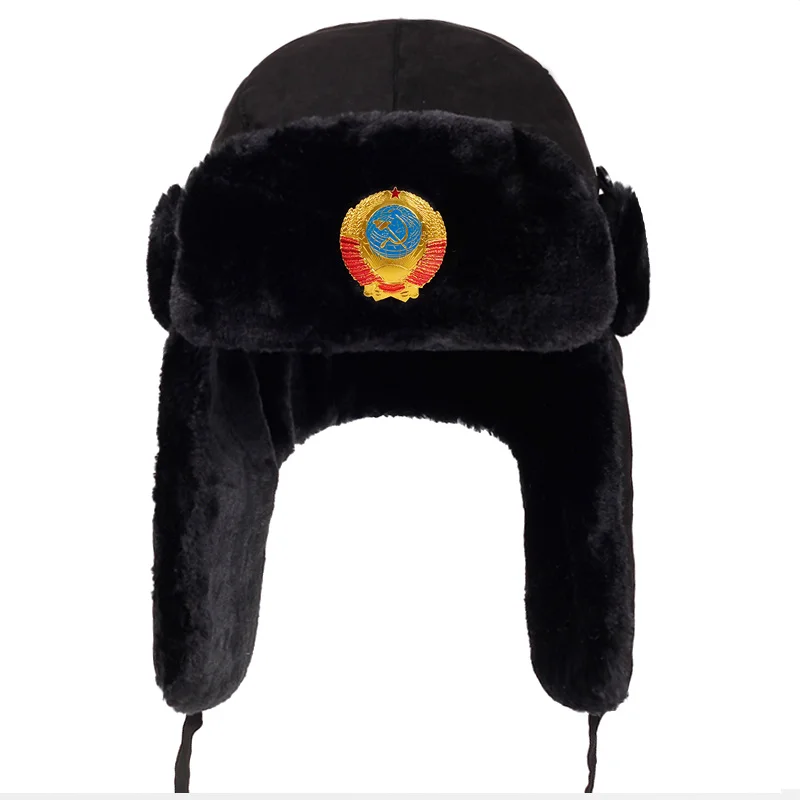 Мужской русский, СССР Lei Feng зимняя шапка Авиатор Открытый бомбардировщик ушных лоскутов Кепка s доказательство Trapper русские шапки