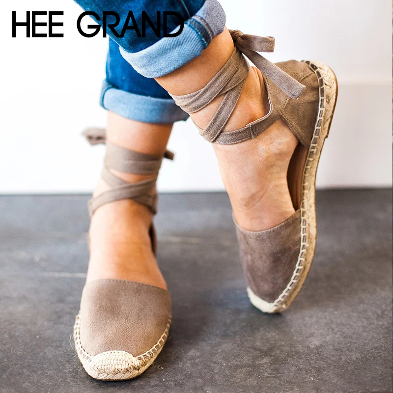 HEE GRAND/2018 г. Новые летние Туфли без каблуков стринги сандалии на шнуровке Женская