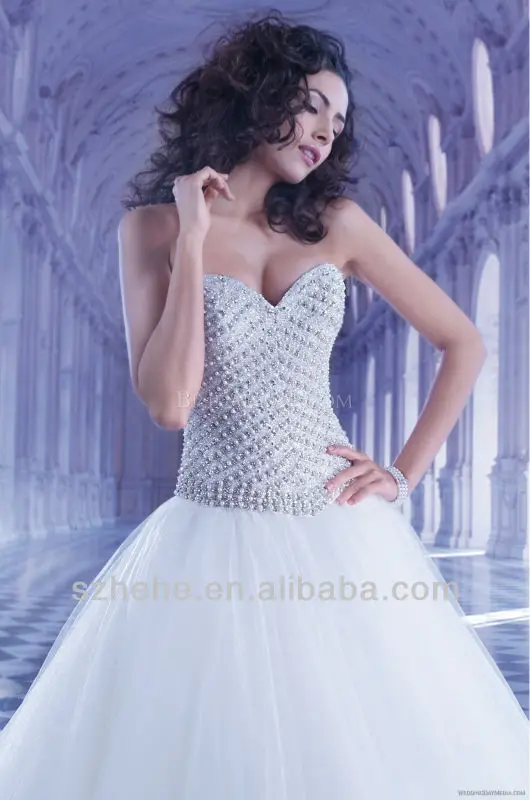 JM.Bridals CY1007 Fabulous Sweetheart Chapel train Pearls Tulle ball wedding gowns 2014 | Свадьбы и торжества