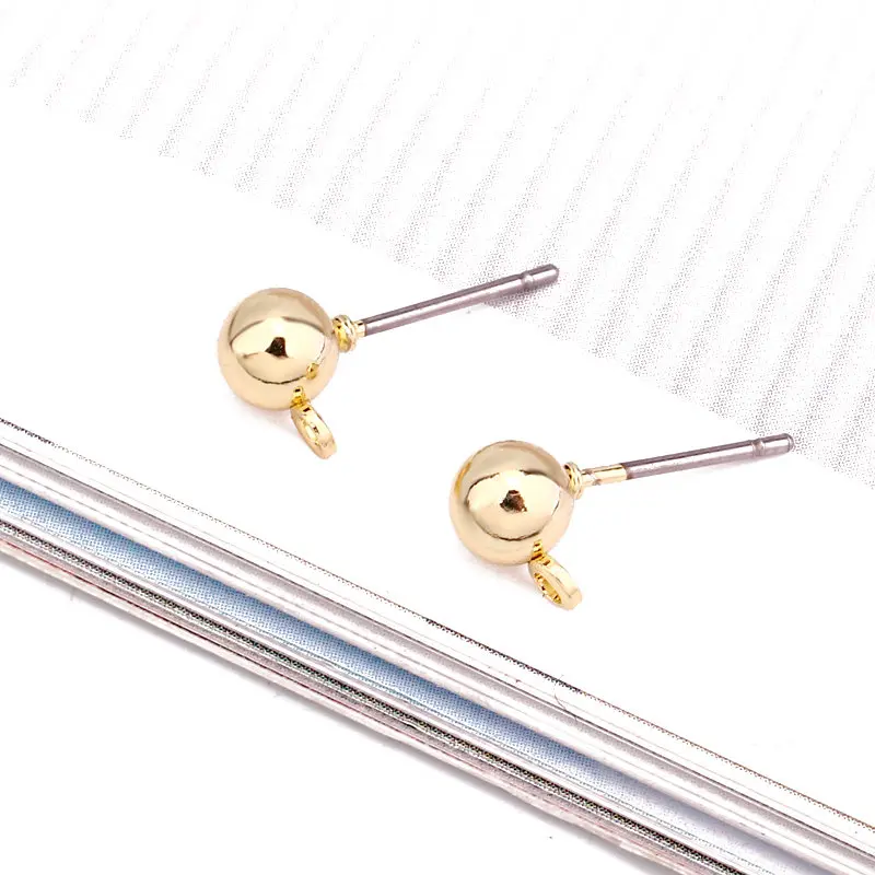 01-round beads 6 шт. Diy круглые серьги из золотого сплава с бусинами, подвески в виде капель для женщин, висячие серьги Oorbellen, ювелирный аксессуар C184 - Цвет: 01-round beads