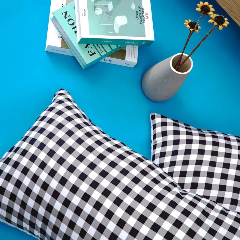 ParkShin Grid Bedding Set Gray Bed Flat Sheet Double Linens Bedclothes Duvet Cover Decor Home Textiles Adult | Дом и сад