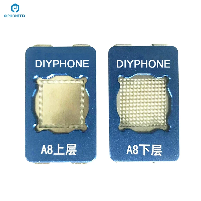 

Трафарет BGA для реболлинга телефона, шаблон для iPhone 5, 6, 6S, 7, 8 NAND, PCIE, A8, A9, A10, A11, стакан, верхний, нижний реболл, инструмент для посадки, Оловянна...
