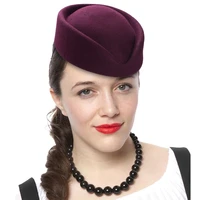 women wool pillbox fascinator hat feamale stewardess hats etiquette cap plain fedoras cap women beret hat formal lady hat a040